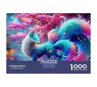 Puzzle Jigsaw 1000 Pièces Le Renard à Neuf queues dans Le Village Asiatique Puzzles 52x38cm/1000pcs pour Enfants Cadeau Jeu D'Intelligence Pression Réduite DIY Carton