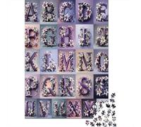 Puzzle Jigsaw 1000 Pièces Lettres de l'alphabet Floral Puzzles 38x26cm/1000pcs pour Enfants Cadeau Jeu D'Intelligence Familial Bricolage Carton