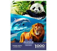 Puzzle Jigsaw 1000 Pièces Lion Dauphin Panda géant Puzzles 70x50cm/1000pcs pour Enfants Cadeau Jeu D'Intelligence Familial DIY Carton