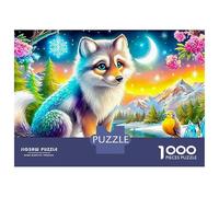 Puzzle Jigsaw 1000 Pièces Loup dans la forêt de Cristal Puzzles 38x26cm/1000pcs pour Enfants Cadeau Jeu D'Intelligence Pression Réduite Bricolage Carton