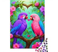 Puzzle Jigsaw 1000 Pièces Love Parrots Illustration Puzzles 38x26cm/1000pcs pour Adultes Et Enfants Cadeau Jeu D'Intelligence Familial Bricolage Carton