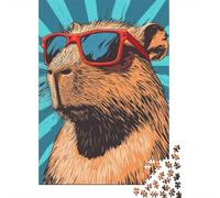 Puzzle Jigsaw 1000 Pièces Lunettes de Soleil Cool Capybara Puzzles 38x26cm/1000pcs pour Adultes Et Enfants Cadeau Jeu D'Intelligence Pression Réduite Bricolage Carton