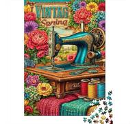 Puzzle Jigsaw 1000 Pièces Machine à Coudre Vintage Puzzles 70x50cm/1000pcs pour Enfants Cadeau Jeu D'Intelligence Pression Réduite Bricolage Carton