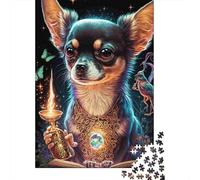Puzzle Jigsaw 1000 Pièces Magicien Chihuahua Puzzles 52x38cm/1000pcs pour Enfants Cadeau Jeu D'Intelligence Familial DIY Carton