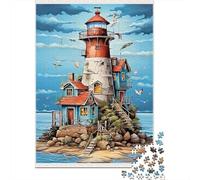 Puzzle Jigsaw 1000 Pièces Maison de Lighthouse Island Puzzles 52x38cm/1000pcs pour Adultes Et Enfants Cadeau Jeu D'Intelligence Familial Bricolage Carton