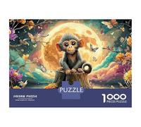 Puzzle Jigsaw 1000 Pièces Monkey on Stump avec citrouilles Puzzles 52x38cm/1000pcs pour Enfants Cadeau Jeu D'Intelligence Pression Réduite Bricolage Carton
