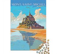 Puzzle Jigsaw 1000 Pièces Mont Saint Michel Puzzles 70x50cm/1000pcs pour Enfants Cadeau Jeu D'Intelligence Familial DIY Carton
