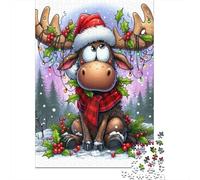 Puzzle Jigsaw 1000 Pièces Noël de Rennes Mignon Puzzles 52x38cm/1000pcs pour Adultes Et Enfants Cadeau Jeu D'Intelligence Pression Réduite Bricolage Carton