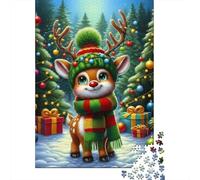 Puzzle Jigsaw 1000 Pièces Noël de Rennes Mignon Puzzles 52x38cm/1000pcs pour Adultes Et Enfants Cadeau Jeu D'Intelligence Familial DIY Carton