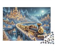 Puzzle Jigsaw 1000 Pièces Noël Train Ride Puzzles 70x50cm/1000pcs pour Enfants Cadeau Jeu D'Intelligence Pression Réduite DIY Carton