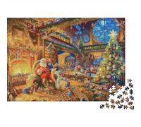 Puzzle Jigsaw 1000 Pièces Noël Workshop Scene Puzzles 52x38cm/1000pcs pour Adultes Et Enfants Cadeau Jeu D'Intelligence Familial Bricolage Carton