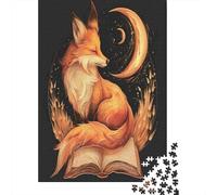 Puzzle Jigsaw 1000 Pièces Nuit Lune Fox Puzzles 52x38cm/1000pcs pour Adultes Et Enfants Cadeau Jeu D'Intelligence Pression Réduite DIY Carton
