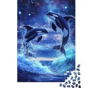 Puzzle Jigsaw 1000 Pièces Orca Dauphins Sauter Puzzles 38x26cm/1000pcs pour Enfants Cadeau Jeu D'Intelligence Familial Bricolage Carton