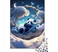 Puzzle Jigsaw 1000 Pièces Panda Lune endormie Puzzles 52x38cm/1000pcs pour Enfants Cadeau Jeu D'Intelligence Familial Bricolage Carton