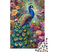 Puzzle Jigsaw 1000 Pièces Paon dans Le Jardin des Fleurs Puzzles 70x50cm/1000pcs pour Enfants Cadeau Jeu D'Intelligence Pression Réduite Bricolage Carton