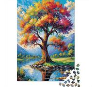 Puzzle Jigsaw 1000 Pièces Paysage Arbre d'automne Puzzles 70x50cm/1000pcs pour Enfants Cadeau Jeu D'Intelligence Pression Réduite Bricolage Carton