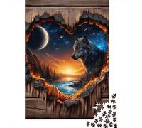 Puzzle Jigsaw 1000 Pièces Paysage Lune Loup Puzzles 70x50cm/1000pcs pour Enfants Cadeau Jeu D'Intelligence Familial DIY Carton