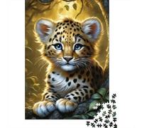 Puzzle Jigsaw 1000 Pièces Petit léopard Mignon Puzzles 52x38cm/1000pcs pour Enfants Cadeau Jeu D'Intelligence Familial DIY Carton