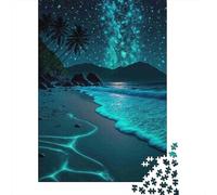 Puzzle Jigsaw 1000 Pièces Plage de Nuit Starlight Puzzles 70x50cm/1000pcs pour Enfants Cadeau Jeu D'Intelligence Pression Réduite Bricolage Carton