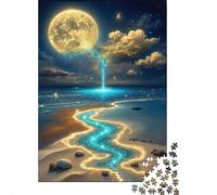 Puzzle Jigsaw 1000 Pièces Plage Magique Moonlight Puzzles 38x26cm/1000pcs pour Enfants Cadeau Jeu D'Intelligence Pression Réduite DIY Carton
