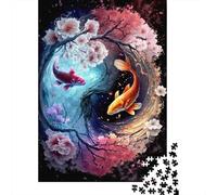 Puzzle Jigsaw 1000 Pièces Poissons Yin Yang Koi Puzzles 70x50cm/1000pcs pour Enfants Cadeau Jeu D'Intelligence Familial Bricolage Carton