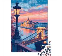 Puzzle Jigsaw 1000 Pièces Pont Sunset River Puzzles 70x50cm/1000pcs pour Enfants Cadeau Jeu D'Intelligence Familial Bricolage Carton