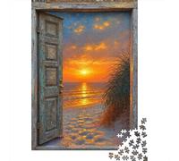 Puzzle Jigsaw 1000 Pièces Porte Sunset Beach Puzzles 52x38cm/1000pcs pour Adultes Et Enfants Cadeau Jeu D'Intelligence Pression Réduite Bricolage Carton
