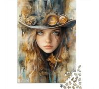 Puzzle Jigsaw 1000 Pièces Portrait de Fille Steampunk Puzzles 70x50cm/1000pcs pour Enfants Cadeau Jeu D'Intelligence Pression Réduite Bricolage Carton