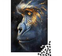 Puzzle Jigsaw 1000 Pièces Portrait de Gorilla Gold Puzzles 52x38cm/1000pcs pour Enfants Cadeau Jeu D'Intelligence Pression Réduite DIY Carton