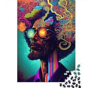 Puzzle Jigsaw 1000 Pièces Portrait d'homme psychédélique Puzzles 52x38cm/1000pcs pour Adultes Et Enfants Cadeau Jeu D'Intelligence Familial Bricolage Carton