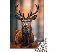 Puzzle Jigsaw 1000 Pièces Portrait du cerf Rouge Puzzles 52x38cm/1000pcs pour Enfants Cadeau Jeu D'Intelligence Familial Bricolage Carton