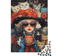Puzzle Jigsaw 1000 Pièces Portrait Reine Chat Puzzles 38x26cm/1000pcs pour Enfants Cadeau Jeu D'Intelligence Pression Réduite DIY Carton