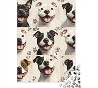 Puzzle Jigsaw 1000 Pièces Portraits de Pitbull Puzzles 38x26cm/1000pcs pour Enfants Cadeau Jeu D'Intelligence Pression Réduite Bricolage Carton