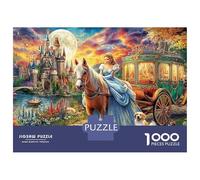 Puzzle Jigsaw 1000 Pièces Princesse et Cheval dans Un Village Vibrant et ensoleillé Puzzles 52x38cm/1000pcs pour Adultes Et Enfants Cadeau Jeu D'Intelligence Familial DIY Carton