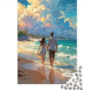 Puzzle Jigsaw 1000 Pièces Promenade Romantique sur la Plage Puzzles 52x38cm/1000pcs pour Enfants Cadeau Jeu D'Intelligence Pression Réduite Bricolage Carton