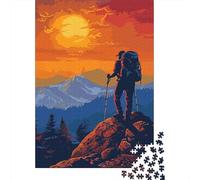 Puzzle Jigsaw 1000 Pièces Randonnée Sunset Mountain Puzzles 52x38cm/1000pcs pour Enfants Cadeau Jeu D'Intelligence Pression Réduite Bricolage Carton