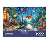 Puzzle Jigsaw 1000 Pièces Rivière Magique avec Papillons Puzzles 52x38cm/1000pcs pour Adultes Et Enfants Cadeau Jeu D'Intelligence Familial DIY Carton