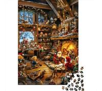 Puzzle Jigsaw 1000 Pièces Scène d'atelier de Noël Puzzles 70x50cm/1000pcs pour Enfants Cadeau Jeu D'Intelligence Pression Réduite DIY Carton