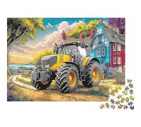 Puzzle Jigsaw 1000 Pièces Scène de Tracteur Rural Puzzles 38x26cm/1000pcs pour Enfants Cadeau Style d'art Village coloré Jeu D'Intelligence Familial DIY Carton