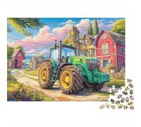Puzzle Jigsaw 1000 Pièces Scène de Tracteur Rural Puzzles 52x38cm/1000pcs pour Enfants Cadeau Illustration de Ferme Vintage Jeu D'Intelligence Familial DIY Carton