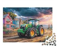 Puzzle Jigsaw 1000 Pièces Scène de Tracteur Rural Puzzles 52x38cm/1000pcs pour Enfants Cadeau Illustration de Campagne vibrante Jeu D'Intelligence Pression Réduite DIY Carton