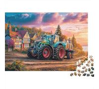 Puzzle Jigsaw 1000 Pièces Scène de Tracteur Rural Puzzles 52x38cm/1000pcs pour Enfants Cadeau Paysage Ferme Vintage Art Jeu D'Intelligence Pression Réduite Bricolage Carton