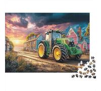 Puzzle Jigsaw 1000 Pièces Scène de Tracteur Rural Puzzles 70x50cm/1000pcs pour Adultes Et Enfants Cadeau Peinture de Campagne Vintage Jeu D'Intelligence Familial DIY Carton