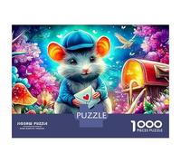 Puzzle Jigsaw 1000 Pièces Souris avec Lettre d'amour et boîte aux Lettres Puzzles 52x38cm/1000pcs pour Adultes Et Enfants Cadeau Jeu D'Intelligence Pression Réduite Bricolage Carton