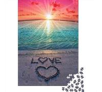 Puzzle Jigsaw 1000 Pièces Sunset Beach Amour Puzzles 52x38cm/1000pcs pour Enfants Cadeau Jeu D'Intelligence Familial DIY Carton