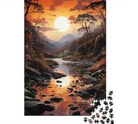 Puzzle Jigsaw 1000 Pièces Sunset River Paysage Puzzles 52x38cm/1000pcs pour Enfants Cadeau Jeu D'Intelligence Pression Réduite DIY Carton