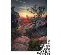 Puzzle Jigsaw 1000 Pièces Sunset Rock Paysage Puzzles 52x38cm/1000pcs pour Adultes Et Enfants Cadeau Jeu D'Intelligence Pression Réduite DIY Carton