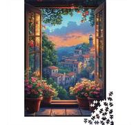 Puzzle Jigsaw 1000 Pièces Sunset Village Vue Puzzles 70x50cm/1000pcs pour Enfants Cadeau Jeu D'Intelligence Pression Réduite DIY Carton