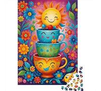 Puzzle Jigsaw 1000 Pièces Tasses thé Sunshine Puzzles 52x38cm/1000pcs pour Enfants Cadeau Jeu D'Intelligence Familial DIY Carton