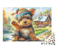 Puzzle Jigsaw 1000 Pièces Terrier du Yorkshire Puzzles 38x26cm/1000pcs pour Enfants Cadeau Jeu D'Intelligence Pression Réduite DIY Carton